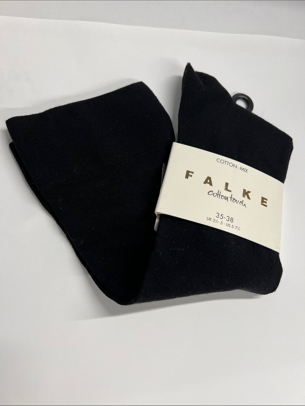 Falke Cotton Mix Cotton Touch 35-38 (US 5 - 7.5) 12” Tall Black Socks